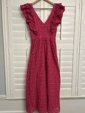 J. Crew Ruffle Sleeve V Neck Maxi Dress In Eyelet Pink Size 2