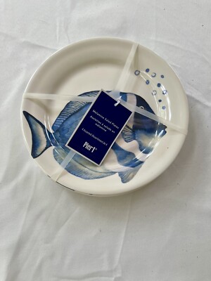 PIER 1 Set Of 4 Melamine Salad Plates Nautical Caribbean Sea Ocean Fish Theme