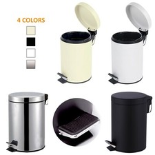  3L SILVER BLACK WHITE CREAM KITCHEN BATHROOM TOILET PEDAL BIN  5L 12L 20L 30L