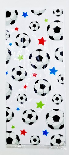 FOOTBALL SOCCER theme empty cellophane treat party gift bags with twist ties - Picture 2 of 8