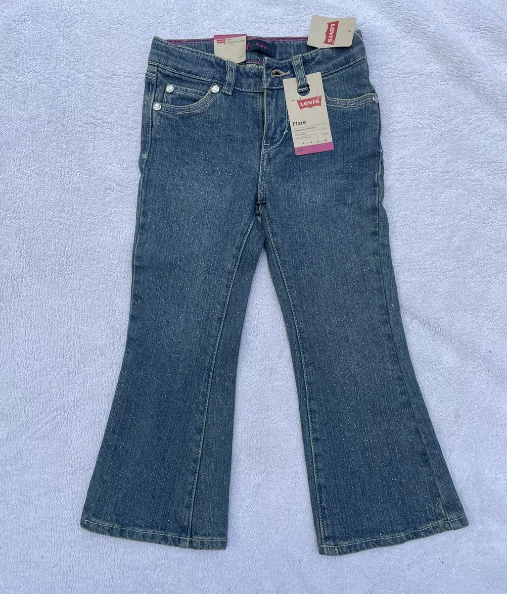 Levi s Girls Flare Boot Cut Stretch Glitter Adjustable Waist Jeans