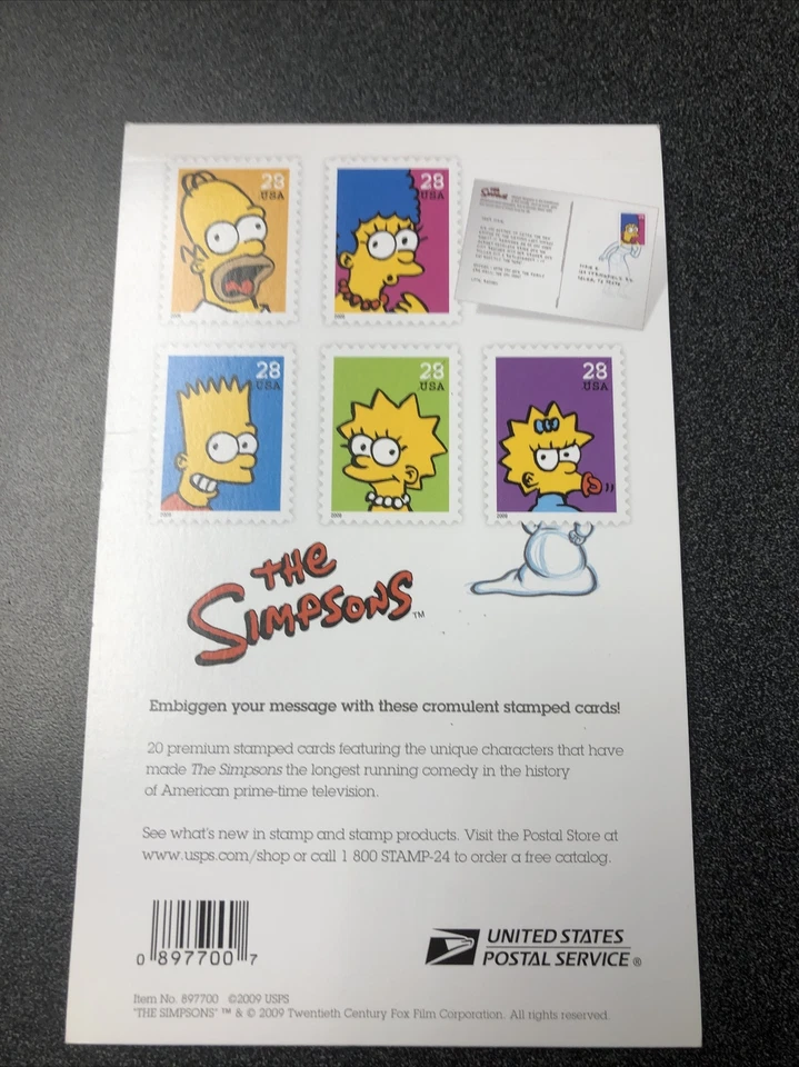 The Simpsons Stamped Postal Cards set of 20 - Image 2 of 4