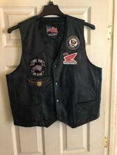 U.S.A. Leather American Flag Biker Vest