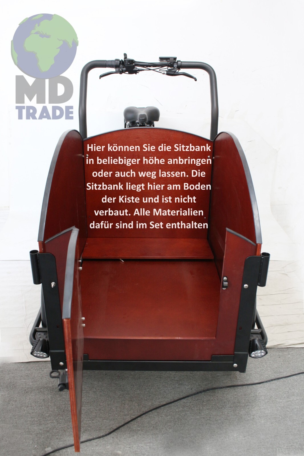 E Lastenfahrrad EBike Lastenrad elektrisches Lastenfahrrad 26 Zoll Regenverdeck