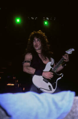 American guitarist Jake E Lee performs live on stage at an concert- Old Photo