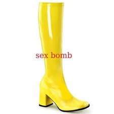 sexy STIVALI COSPLAY tacco 7,5 NEON UV GIALLO dal 35 al 46 Fashion GLAMOUR 