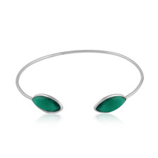 Handmade 925 Sterling Silver Green Onyx Gemstone Cuff Bracelet Fine Jewelry