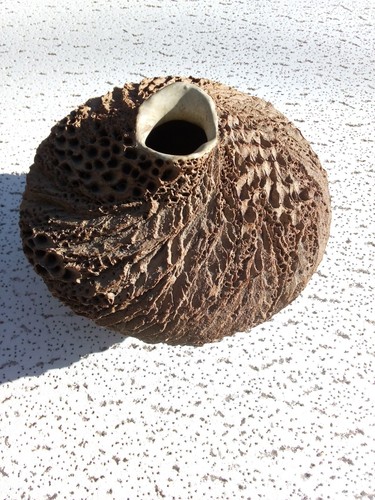 RARE Anne Goldman Coastal Rock Stoneware Art Pottery Sculptural Vase