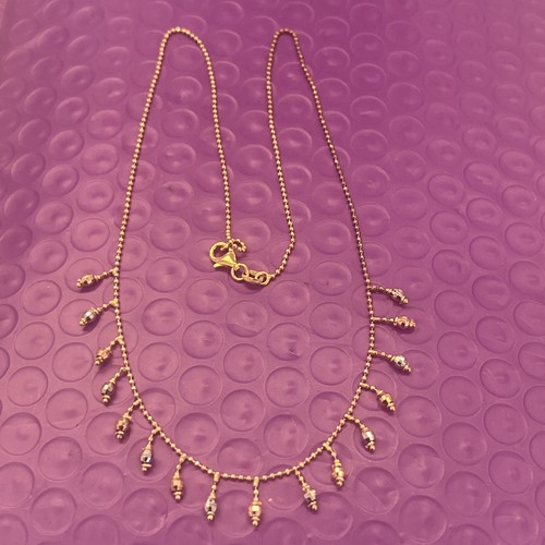 ❤️ 10K Yellow Gold Tri-Color 17” Tiny Petals Chain Necklace Italy - Picture 5 of 8