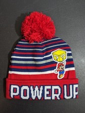 Super Mario Winter Hat Power Up Beanie Red White  Blue Clean Adult Size