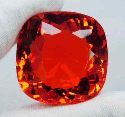 Mexican Fire Opal Red Orange Cushion Cut Certified Natural 120-122 Ct Gemstone