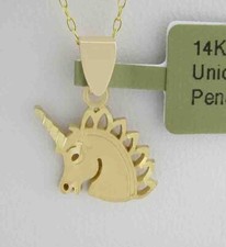 SOLID UNICORN PENDANT 14K YELLOW GOLD - Made in USA - NWT