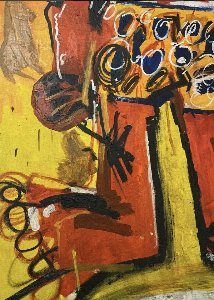 Jean Michel Basquiat (óleo sobre lienzo) estilo de, “Sugar Ray Robinson” Foto 2 de 4