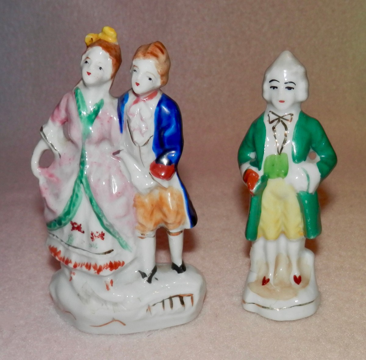 2 Vintage Figurine's * Made in Occupied Japan * A LADY AND TWO MEN