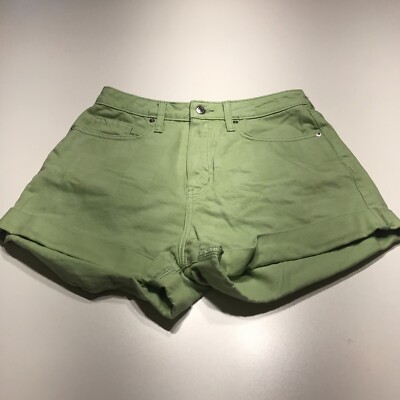 Wild Fable Mom Shorts Womens Size 6/28R Moss Green Highest Rise Roll Ups Denim