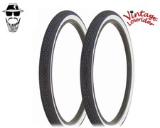 VINTAGE LOWRIDER BICYCLE TIRES 26" x2.125 WHITEWALL BLUE LINE SMALL BRICK TREAD