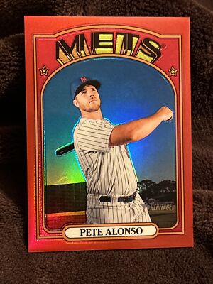 2021 TOPPS HERITAGE RED PETE ALONSO 186/372  MINT  SHARP AND CENTERED