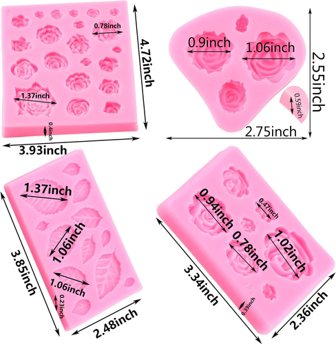 Rose Flower Cake Fondant Mold Leaf Silicone Molds for Chocolate Candy Polymer Cl - Picture 2 of 8