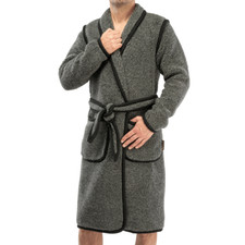 Luxury Woolen Men BATH ROBE Dressing SPA Gown 100 Merino Wool