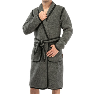 Luxury Woolen Men BATH ROBE Dressing SPA Gown 100% Merino Wool