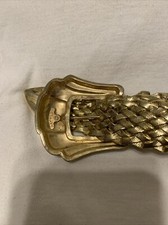 Women Day-Lor Gold Braided Woven Leather Belt with Gold Buckle Size S