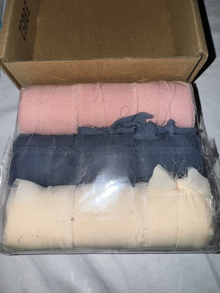 1.5” x 45 Yd Chiffon Ribbon DIY Wedding Craft White Pink Blue 9 Rolls - Image 4 of 4