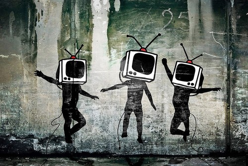 Banksy--People With Television Heads - CANVAS OR PRINT WALL ART - Picture 2 of 2