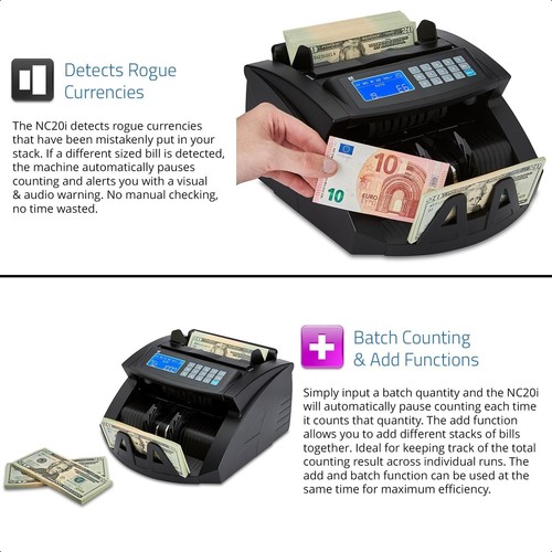 ZZap NC20i Bill Counter & Counterfeit Detector - Money Cash Currency Machine - Picture 6 of 8