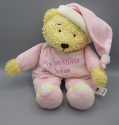 Mothercare Pink My Bedtime Bear Baby Comforter Soft Plush Toy Old