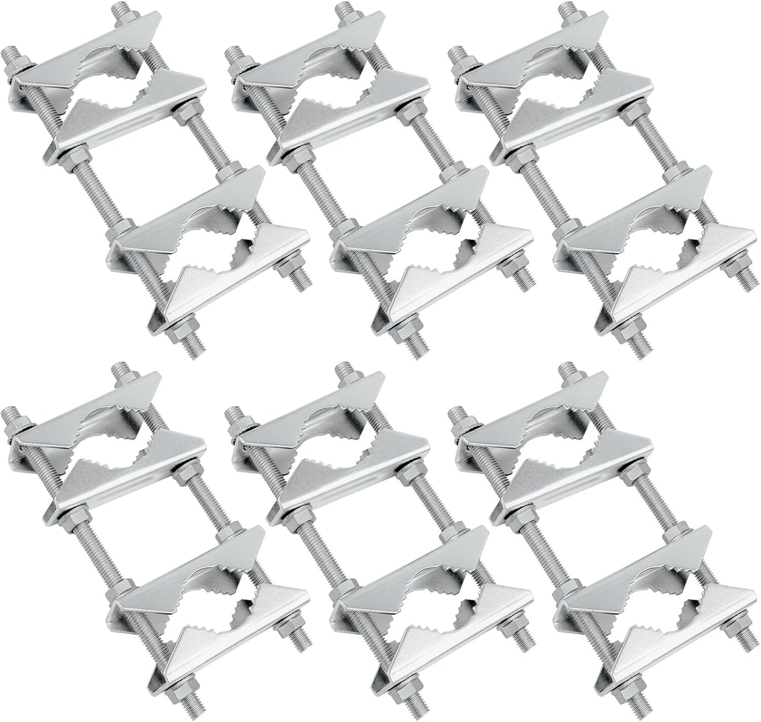 Double Antenna Mast Clamp - Heavy Duty Galvanized Iron Mount for Secure Pole-...