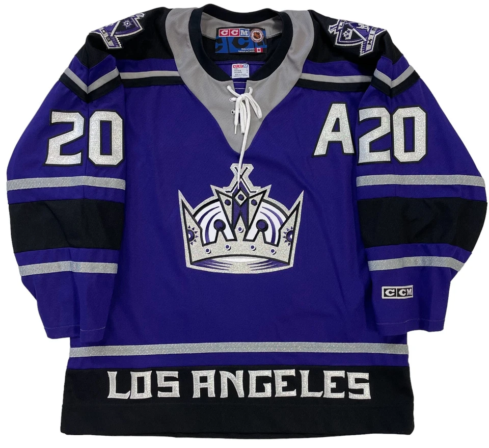 LUC ROBITAILLE LOS ANGELES KINGS ORIGINAL 2000 CCM PURPLE "CROWN" JERSEY LARGE - Image 2 of 4