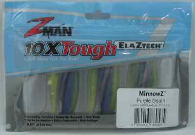 Zman GMIN-360PK6 ElaZtech Minnowz 3'' SwimBait Color Purple Death 6CT, Free Ship