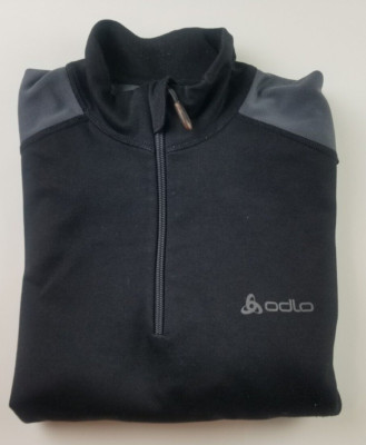 Odlo 1/4 Zip Pullover Shirt Size Large  Black Polyester Activewear #6309