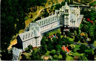 Mirro-Krome Postcard c. 1950s Hotel Claremont Berkeley CA Aerial View HS Crocker