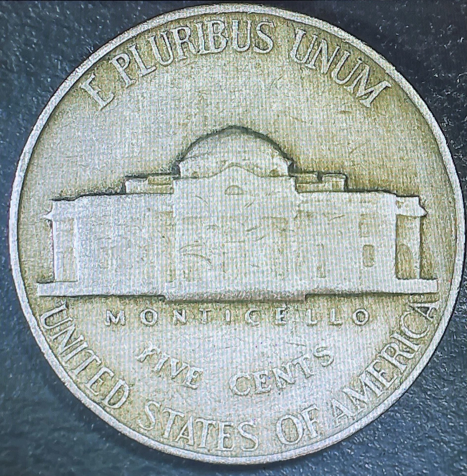 1946 Jefferson Nickel FS-801 + Rim/Rim Die Cracks W/retained Cud. Rare! Cool!!! - Image 2 of 4