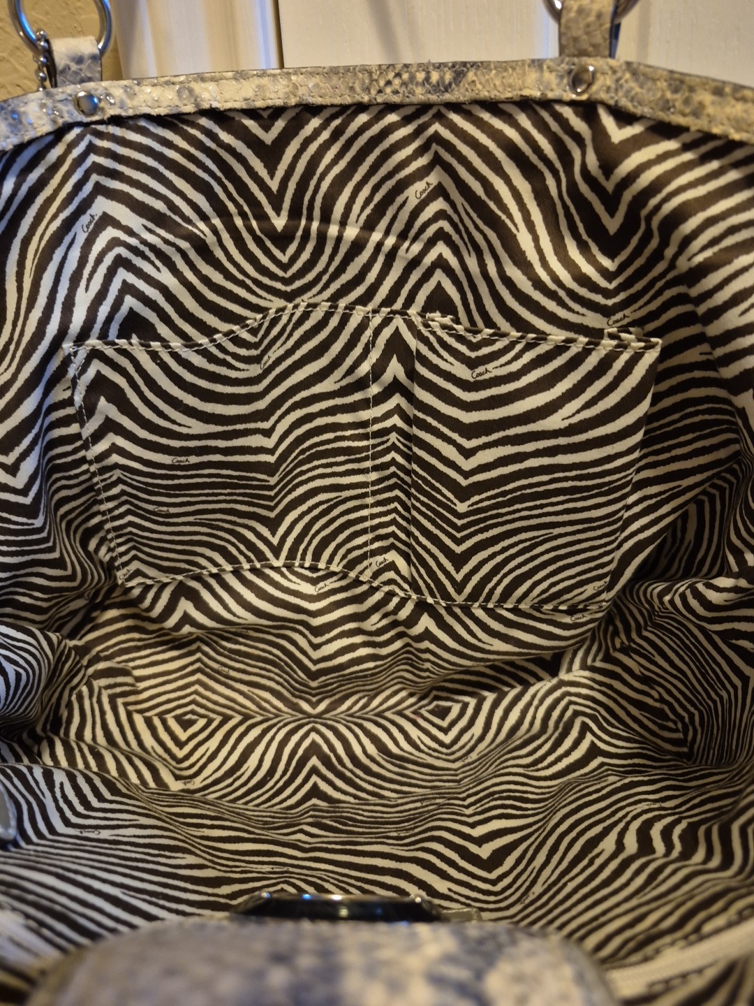 Coach Hampton Straw & Python Snakeskin Leather Tr… - image 17