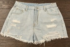 SHEIN Women  s Denim Cut off Distressed Jean Shorts Size L viscose cotton