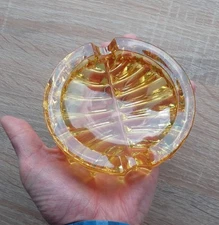 Vintage Amber Glass Ashtray Cigarette Geometric Design ussr soviet 1970s