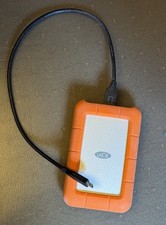 2 Used LaCie Rugged 5TB External Hard Drive USB-C USB 3.0 Portable Orange