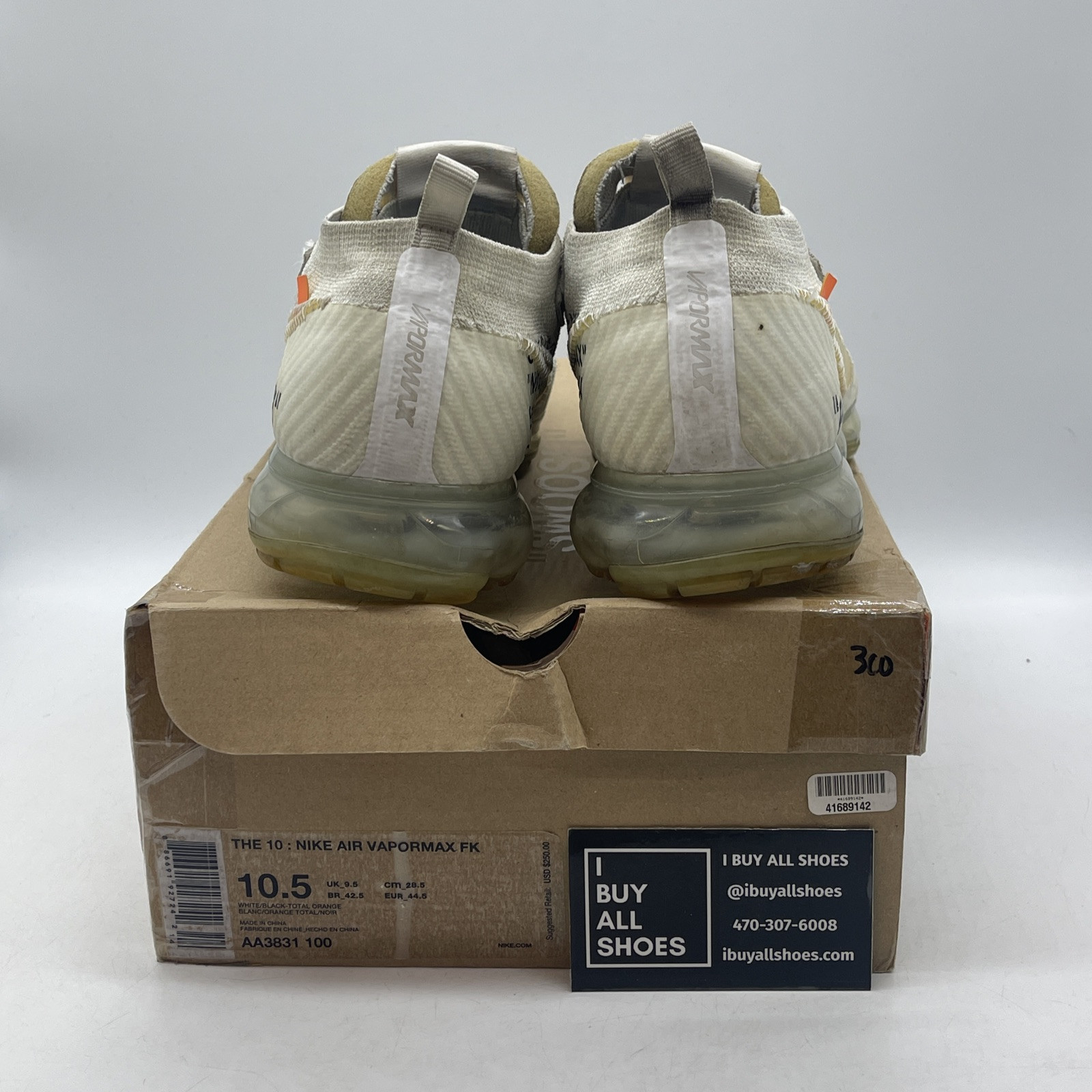 OFF WHITE X NIKE Taglia 10 5 Nike Off White x Air VaporMax parte 2 bianco scamosciato (AA3831 100)