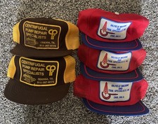 Vintage lot of 5 Snapback Trucker Hat Caps Mesh patch K Brand USA Oil drilling