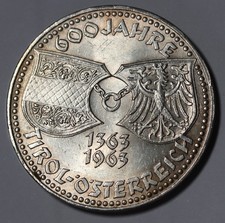 1963 Austria 50 Schilling, Austrian Tyrol - Silver Coin KM# 2894 AU