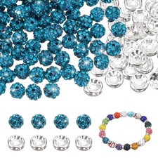 200 Pcs 6mm Rhinestone  Spacer Beads for Jewelry Making, Porous Blue