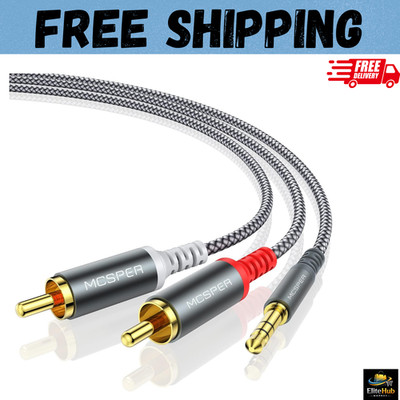 RCA to 3.5mm AUX Cable, (6.6 Feet) 3.5 mm 1/8 to RCA 2-Male Headphone Jack Adapt