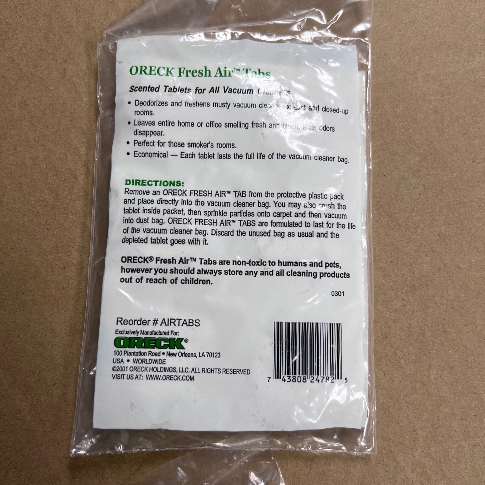 ORECK Institutional Fresh Air Original Scent 12 Tablets Neutralizes Vacuum Oder