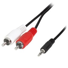 Image of LogiLink Audio Cable 3.5mm Stereo to 2x RCA Plugs 1.5m Length CCS Shielded Black