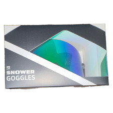Snower Ski Goggles Mirrored Tinted UV400 Adjustable White Frame Green Lens