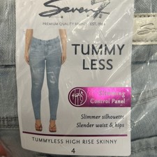 New Seven7 Women's Tummyless High Rise Slimming Control Panel Skinny Jeans Sz 4