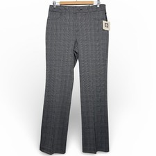Anne Klein Glen Plaid Bootcut Trousers Black Grey Houndstooth Office Pants 6 NEW
