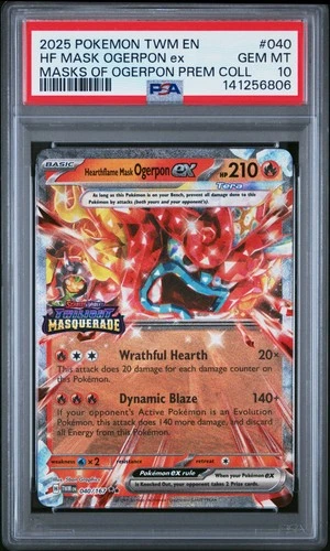 2025 POKEMON TWM EN-TWILIGHT MASQUERADE #040 HEARTHFLAME MASK OGERPON EX PSA 10